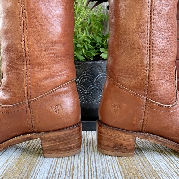 Sold FRYE Vintage USA Tall Knee High Campus Brown Leather Stovepipe Riding Boots - Picture 7 of 14